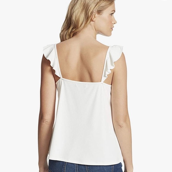 New Jessica Simpson Ruffle Strap Rib Tank Top - Picture 4 of 10